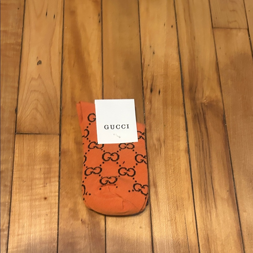 Gucci Vibrant Orange Logo Socks